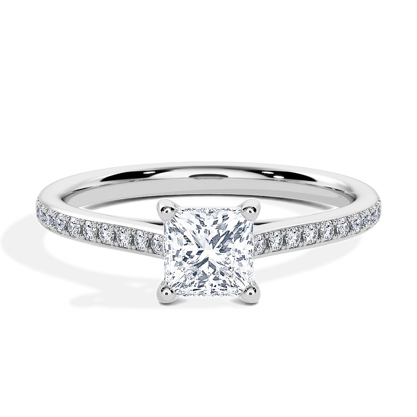 Anillo de compromiso Platino - 0.50 kt Princesa - Modelo N°3015, Pavé Anillo de compromiso Platino - 0.50 kt Princesa - Modelo N°3015, Pavé