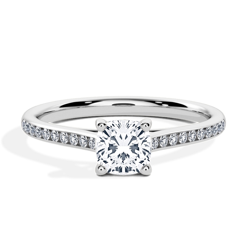 Anillo de compromiso Platino - 0.70 kt Cojín - Modelo N°3015, Canal