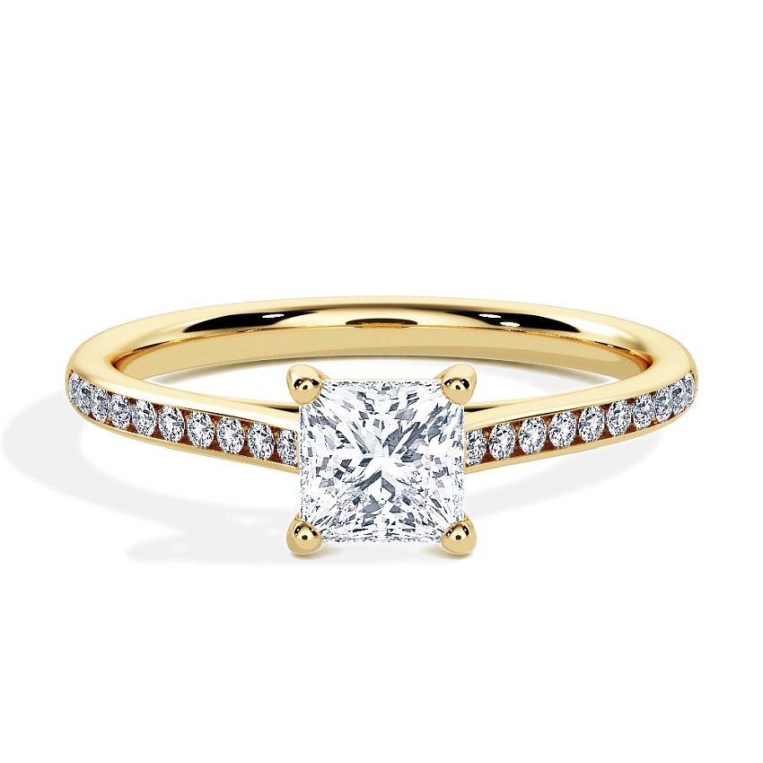 Anillo de compromiso Oro amarillo - 0.50 kt Princesa - Modelo N°3015, Canal Anillo de compromiso Oro amarillo - 0.50 kt Princesa - Modelo N°3015, Canal