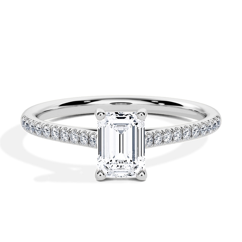 Anillo de compromiso Platino - 0.50 kt Esmeralda - Modelo N°3015, Pavé Anillo de compromiso Platino - 0.50 kt Esmeralda - Modelo N°3015, Pavé
