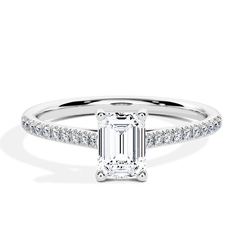Anillo de compromiso Oro blanco - 0.50 kt Esmeralda - Modelo N°3015, Pavé Anillo de compromiso Oro blanco - 0.50 kt Esmeralda - Modelo N°3015, Pavé