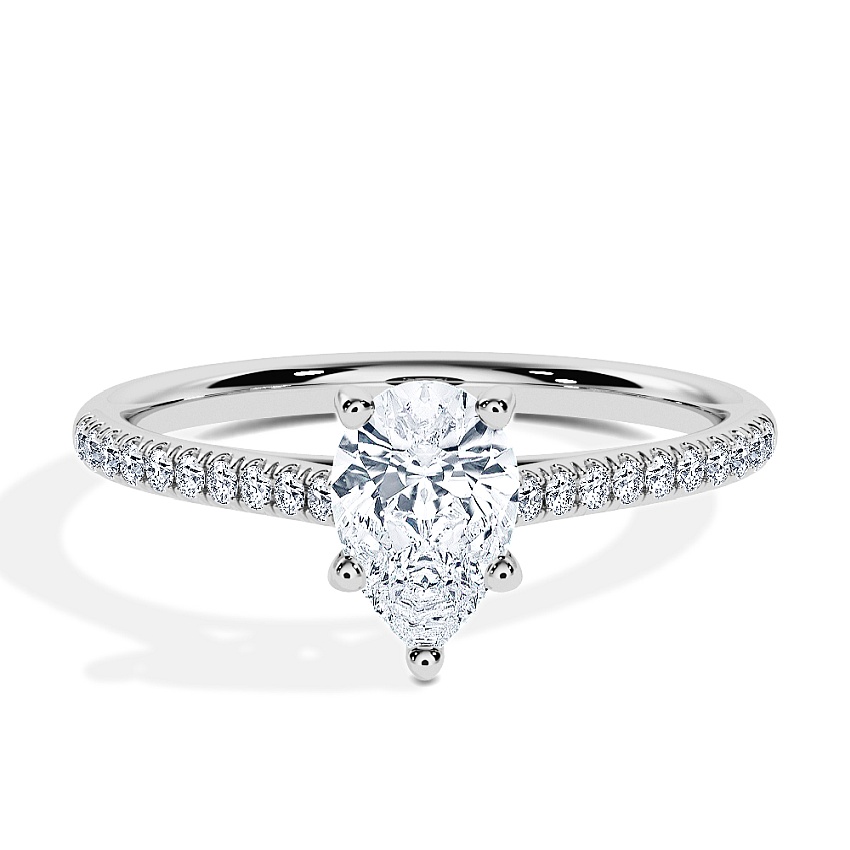 Anillo de compromiso Platino - 0.50 kt Pera - Modelo N°3015, Pavé Anillo de compromiso Platino - 0.50 kt Pera - Modelo N°3015, Pavé