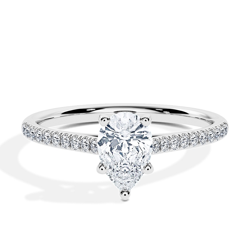 Anillo de compromiso Oro blanco - 0.50 kt Pera - Modelo N°3015, Pavé Anillo de compromiso Oro blanco - 0.50 kt Pera - Modelo N°3015, Pavé