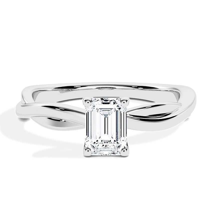 Anillo de compromiso Oro blanco - 0.30 kt Esmeralda - Modelo N°3016, Solitario