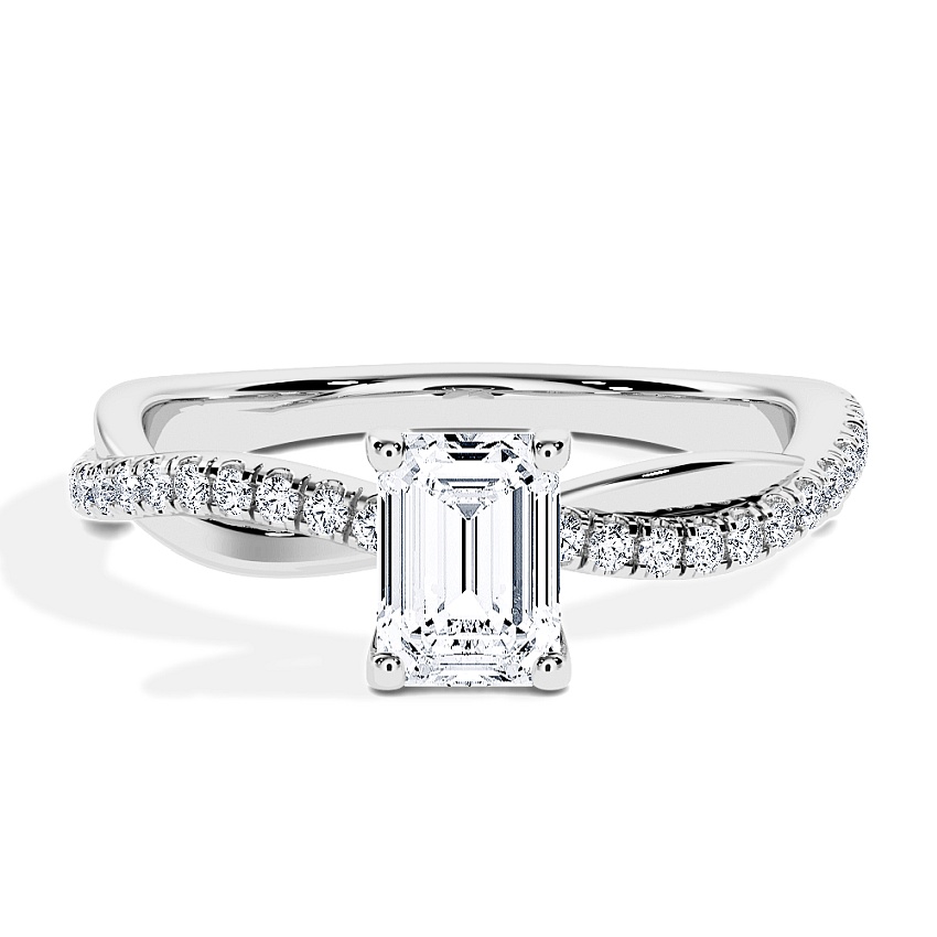 Anillo de compromiso Oro blanco - 0.60 kt Esmeralda - Modelo N°3016, Pavé Anillo de compromiso Oro blanco - 0.60 kt Esmeralda - Modelo N°3016, Pavé