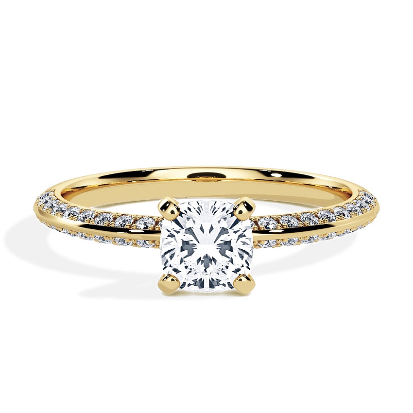 Anillo de compromiso Oro amarillo - 0.90 kt Cojín - Modelo N°3021, Pavé Anillo de compromiso Oro amarillo - 0.90 kt Cojín - Modelo N°3021, Pavé