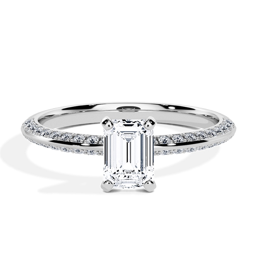 Anillo de compromiso Platino - 0.70 kt Esmeralda - Modelo N°3021, Pavé Anillo de compromiso Platino - 0.70 kt Esmeralda - Modelo N°3021, Pavé