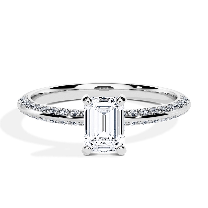 Anillo de compromiso Oro blanco - 0.70 kt Esmeralda - Modelo N°3021, Pavé Anillo de compromiso Oro blanco - 0.70 kt Esmeralda - Modelo N°3021, Pavé