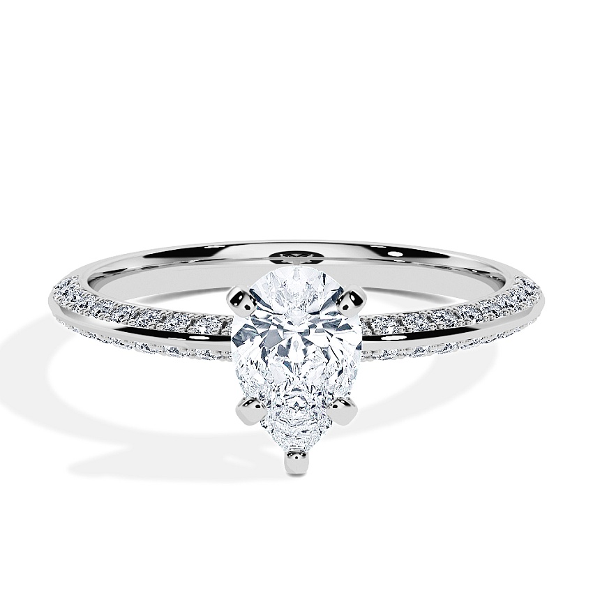 Anillo de compromiso Platino - 0.70 kt Pera - Modelo N°3021, Pavé Anillo de compromiso Platino - 0.70 kt Pera - Modelo N°3021, Pavé
