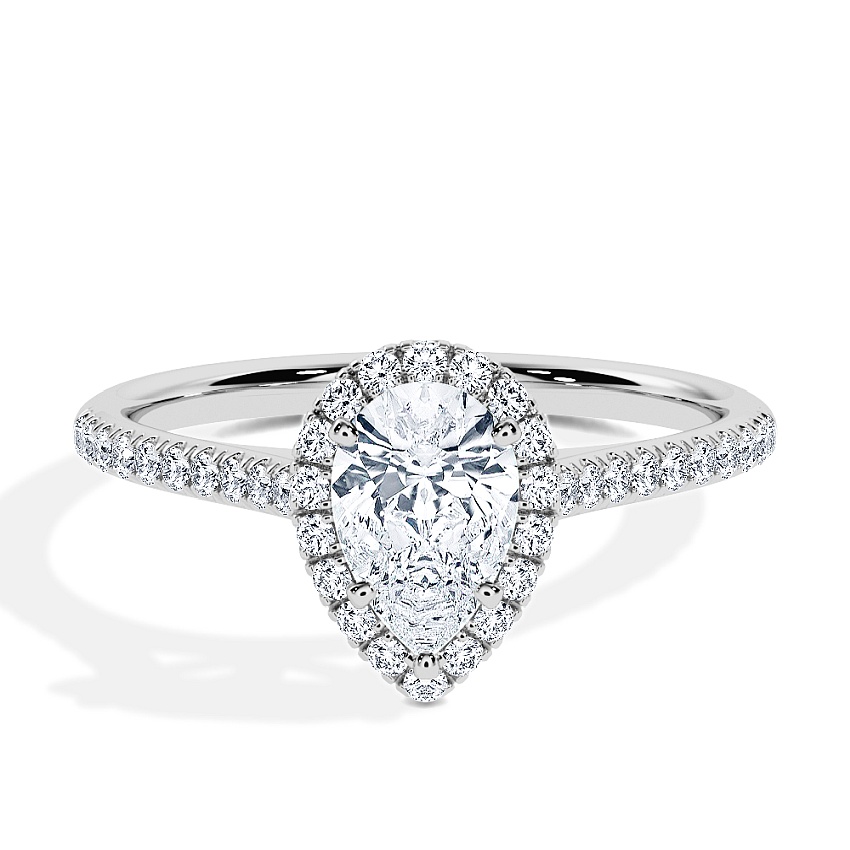 Anillo de compromiso Platino - 0.62 kt Pera - Modelo N°3408, Halo, Pavé Anillo de compromiso Platino - 0.62 kt Pera - Modelo N°3408, Halo, Pavé
