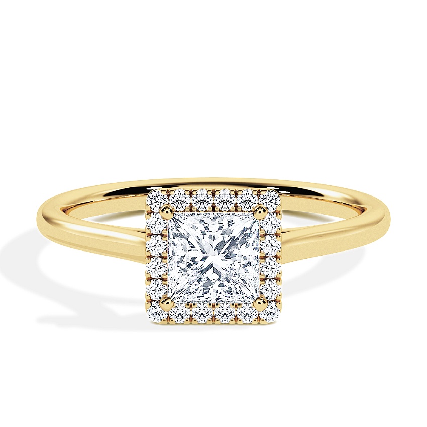 Anillo de compromiso Oro amarillo - 0.42 kt Princesa - Modelo N°3409, Halo Anillo de compromiso Oro amarillo - 0.42 kt Princesa - Modelo N°3409, Halo