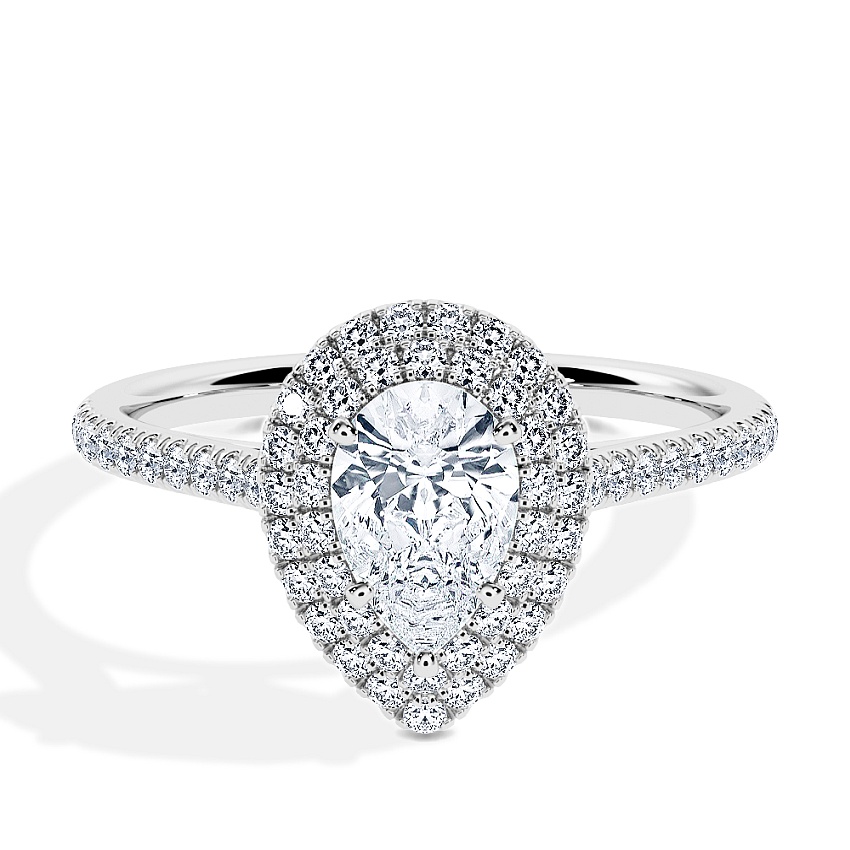 Anillo de compromiso Oro blanco - 0.80 kt Pera - Modelo N°3410, Halo, Pavé Anillo de compromiso Oro blanco - 0.80 kt Pera - Modelo N°3410, Halo, Pavé