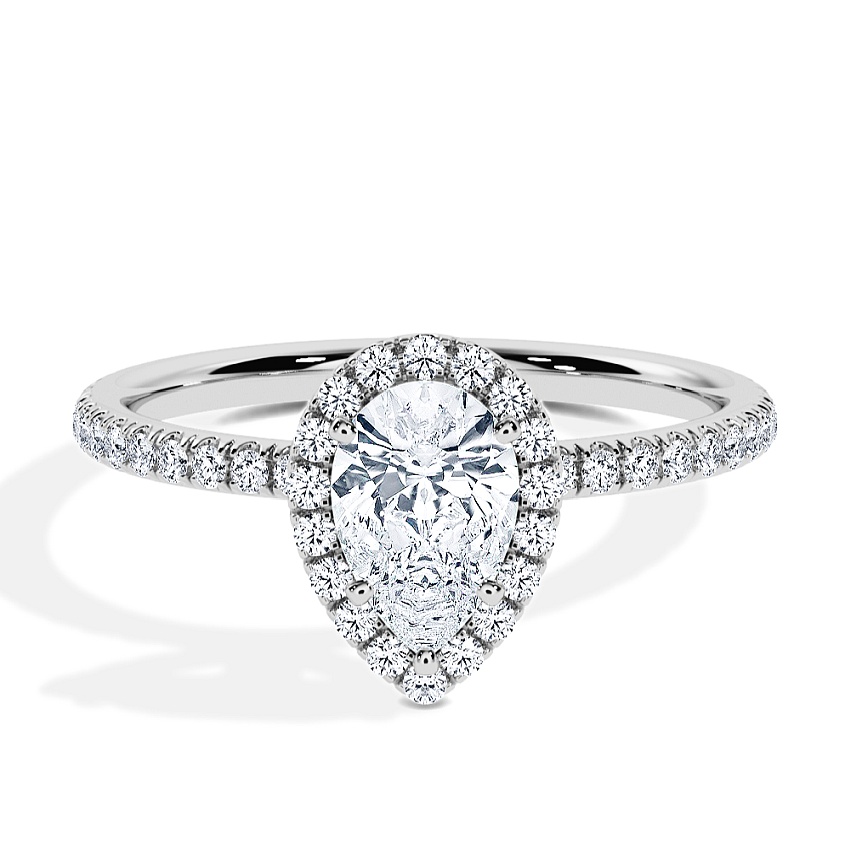 Anillo de compromiso Platino - 0.78 kt Pera - Modelo N°3411, Halo, Pavé Anillo de compromiso Platino - 0.78 kt Pera - Modelo N°3411, Halo, Pavé